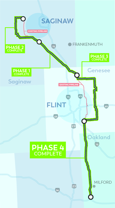 Map of Consumers Energy now completed Saginaw Trail Pipeline Project